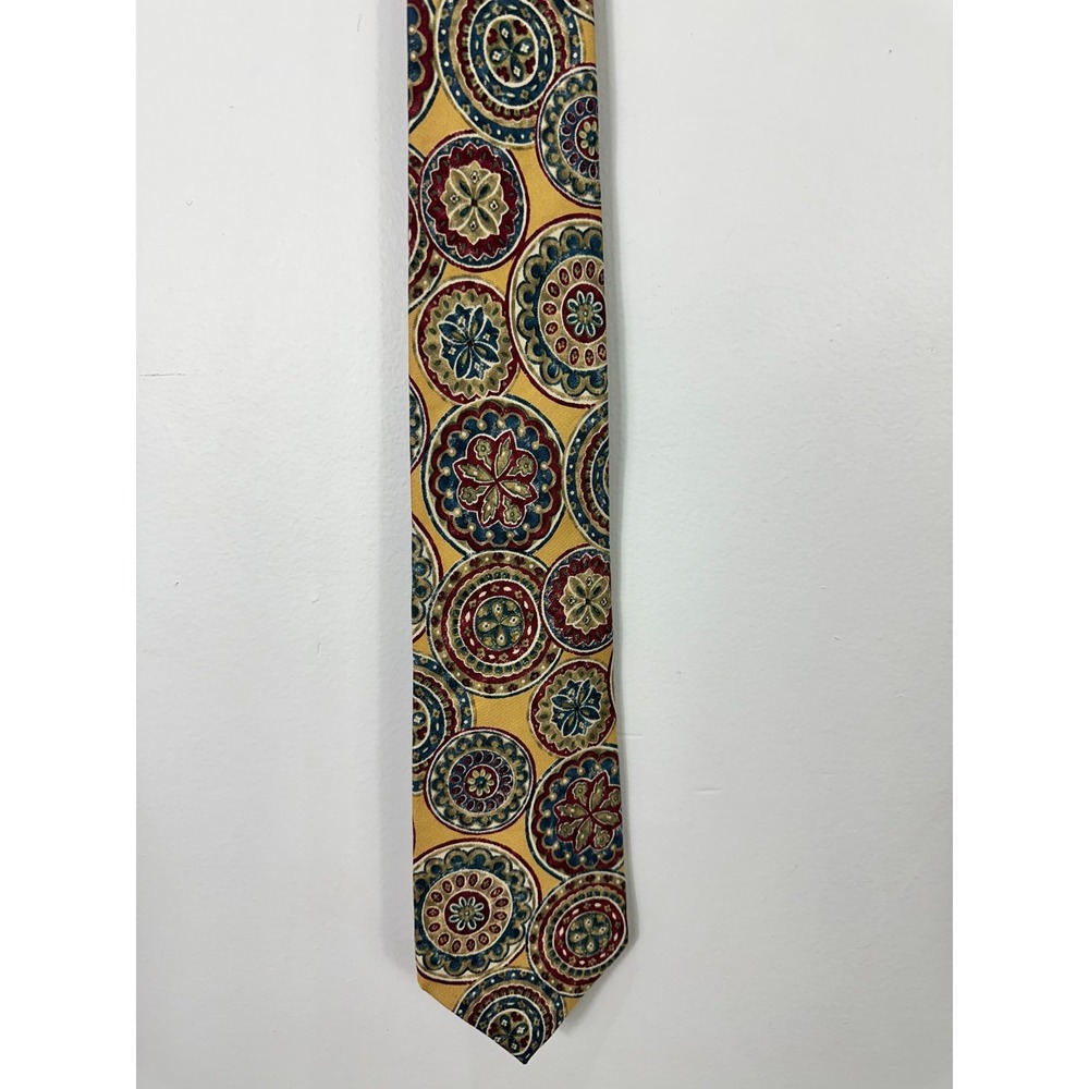 Rooster Mens Medallion Madder Silk Tie Made in USA Hand Printed England West End